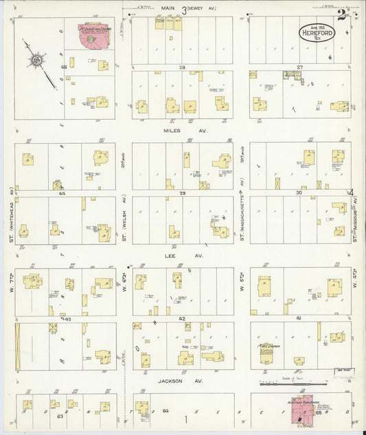 Sanborn Fire Insurance Map from Hereford, Deaf Smith County, Texas (1913), Sheet #0002 - Historic Sanborn Fire Insurance Map Print, vintage old map wall art, antique decor, genealogy gift, Texas Texas map