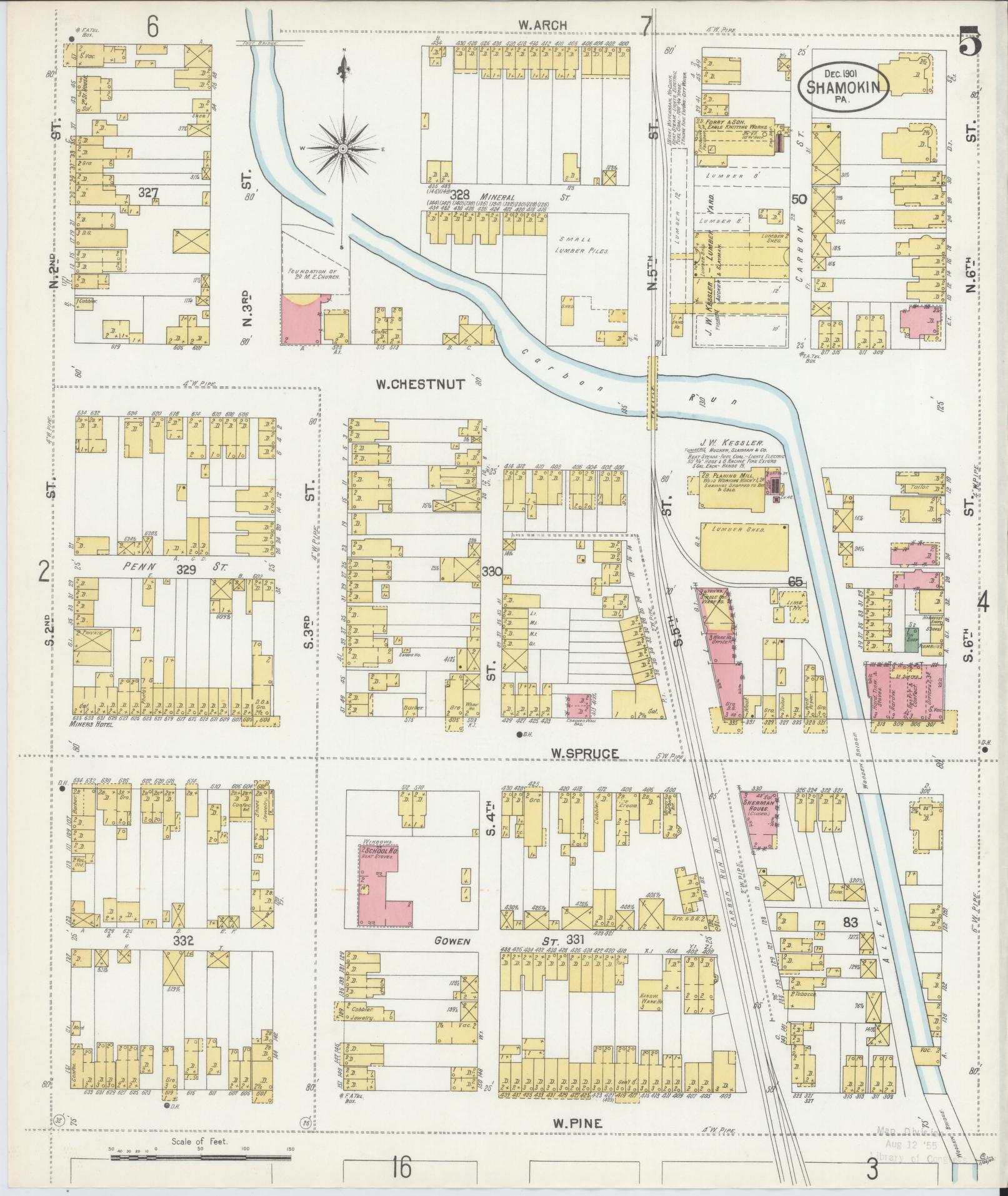 Sanborn Fire Insurance Map from Shamokin, Northumberland County, Pennsylvania (1901), Sheet #0005 - Complete Map Set gallery image, historic Sanborn map, vintage wall art, Pennsylvania Pennsylvania