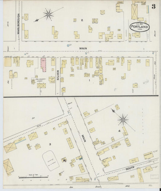 Sanborn Fire Insurance Map from Portland, Middlesex County, Connecticut (1889), Sheet #0003 - Historic Sanborn Fire Insurance Map Print, vintage old map wall art, antique decor, genealogy gift, Connecticut Connecticut map