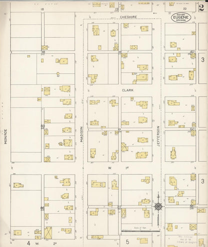 Sanborn Fire Insurance Map from Eugene, Lane County, Oregon (1912), Sheet #0002 - Complete Map Set gallery image, historic Sanborn map, vintage wall art, Oregon Oregon