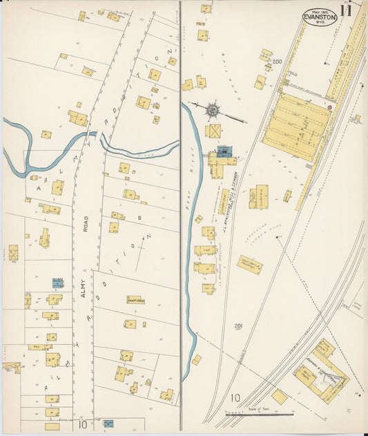 Sanborn Fire Insurance Map from Evanston, Uinta County, Wyoming (1912), Sheet #0011 - Historic Sanborn Fire Insurance Map Print, vintage old map wall art, antique decor, genealogy gift, Wyoming Wyoming map