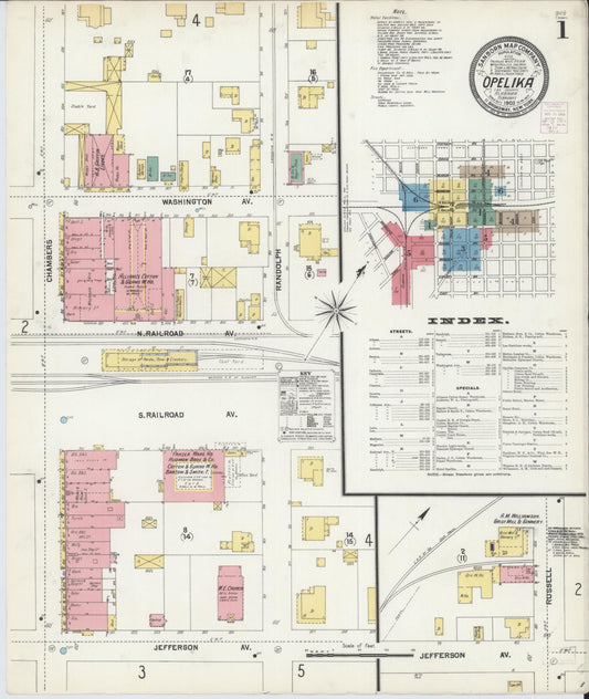 Sanborn Fire Insurance Map from Opelika, Lee County, Alabama (1903), Sheet #0001 - Historic Sanborn Fire Insurance Map Print, vintage old map wall art, antique decor, genealogy gift, Alabama Alabama map