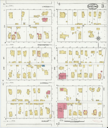 Sanborn Fire Insurance Map from Kentland, Newton County, Indiana (1921), Sheet #0003 - Complete Map Set gallery image, historic Sanborn map, vintage wall art, Indiana Indiana