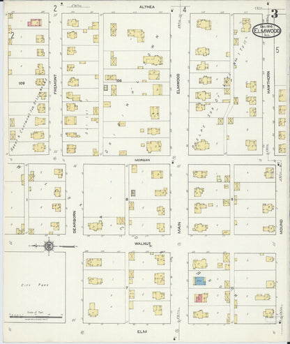 Sanborn Fire Insurance Map from Elmwood, Peoria County, Illinois (1918), Sheet #0003 - Historic Sanborn Fire Insurance Map Print, vintage old map wall art, antique decor, genealogy gift, Illinois Illinois map