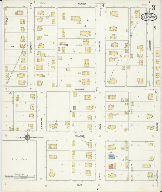 Sanborn Fire Insurance Map from Elmwood, Peoria County, Illinois (1918), Sheet #0003 - Historic Sanborn Fire Insurance Map Print, vintage old map wall art, antique decor, genealogy gift, Illinois Illinois map
