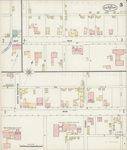 Sanborn Fire Insurance Map from Abingdon, Washington County, Virginia (1897), Sheet #0003 - Complete Map Set gallery image, historic Sanborn map, vintage wall art, Virginia Virginia
