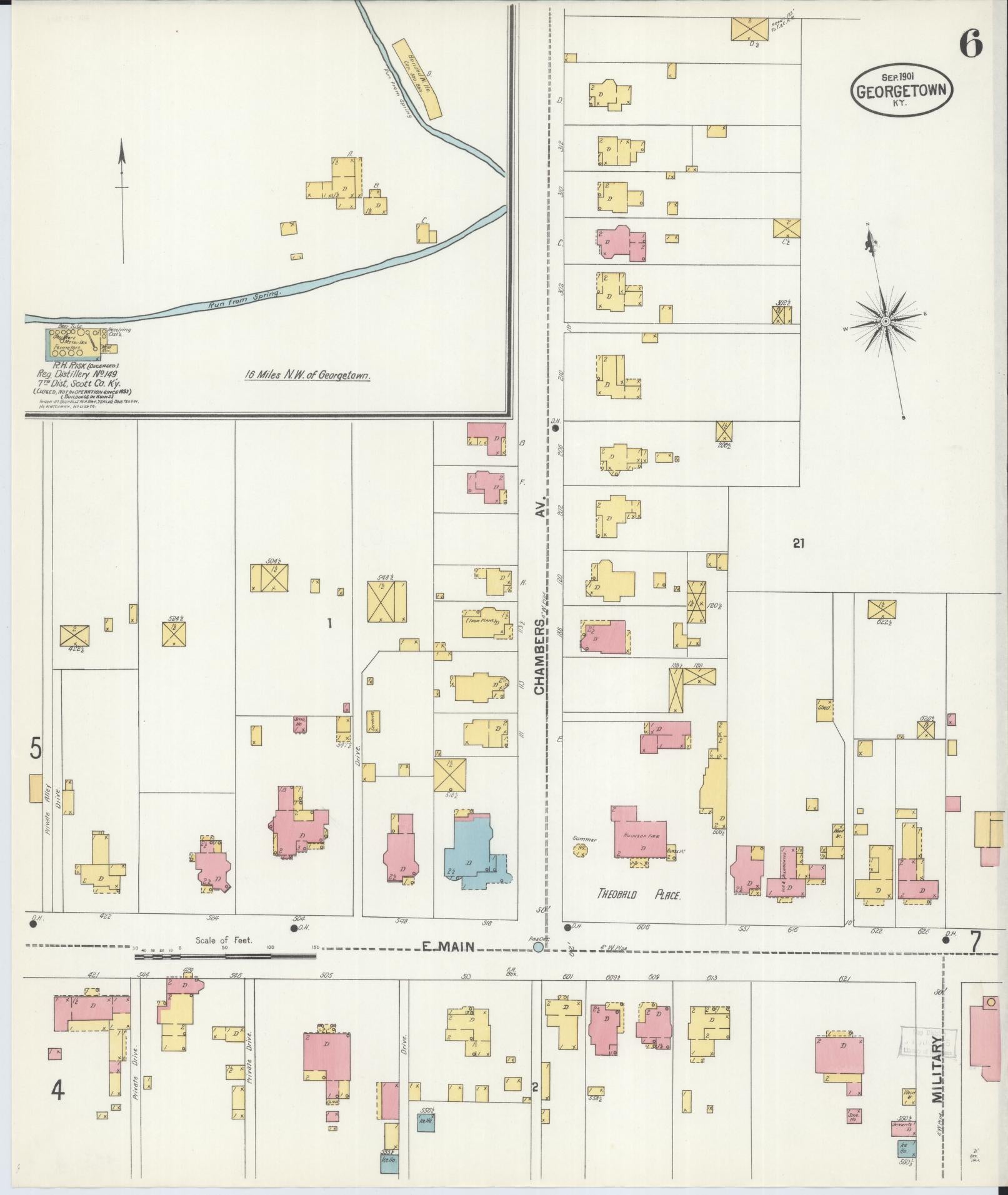 Sanborn Fire Insurance Map from Georgetown, Scott County, Kentucky (1901), Sheet #0006 - Complete Map Set gallery image, historic Sanborn map, vintage wall art, Kentucky Kentucky