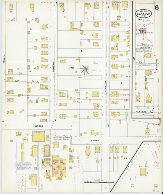 Sanborn Fire Insurance Map from Clayton, Gloucester County, New Jersey (1905), Sheet #0006 - Historic Sanborn Fire Insurance Map Print, vintage old map wall art, antique decor, genealogy gift, New Jersey New Jersey map