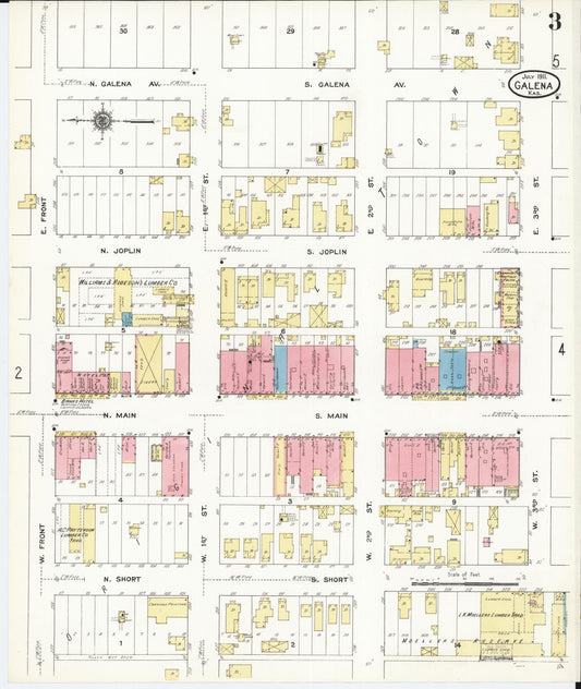 Sanborn Fire Insurance Map from Galena, Cherokee County, Kansas (1911), Sheet #0003 - Historic Sanborn Fire Insurance Map Print, vintage old map wall art, antique decor, genealogy gift, Kansas Kansas map