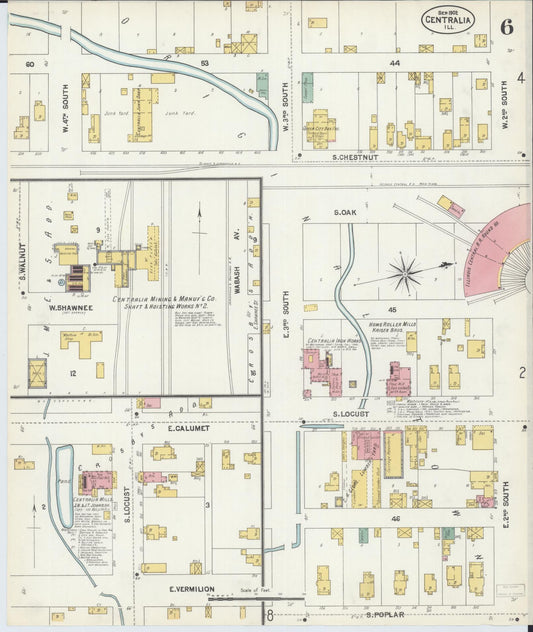 Sanborn Fire Insurance Map from Centralia, Marion, Clinton, Jefferson, and Washington Counties, Illinois (1902), Sheet #0006 - Historic Sanborn Fire Insurance Map Print, vintage old map wall art, antique decor, genealogy gift, Illinois Illinois map