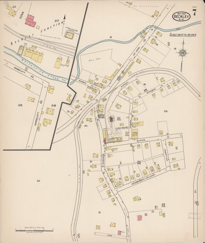 Sanborn Fire Insurance Map from Beckley, Raleigh County, West Virginia (1922), Sheet #0007 - Complete Map Set gallery image, historic Sanborn map, vintage wall art, West Virginia West Virginia