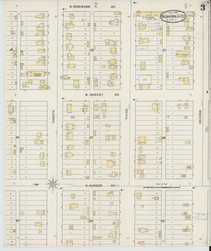 Sanborn Fire Insurance Map from Oklahoma City, Oklahoma County, Oklahoma (1894), Sheet #0003 - Complete Map Set gallery image, historic Sanborn map, vintage wall art, Oklahoma City Oklahoma
