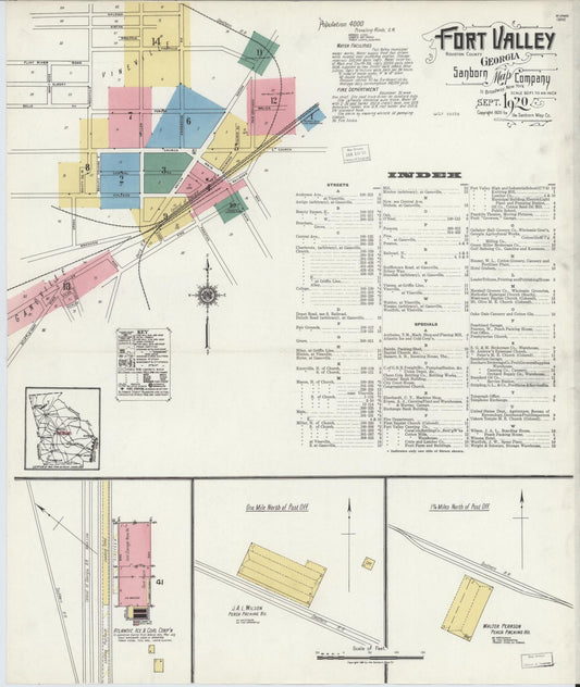 Sanborn Fire Insurance Map from Fort Valley, Peach County, Georgia (1920), Sheet #0001 - Complete Map Set gallery image, historic Sanborn map, vintage wall art, Georgia Georgia