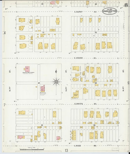 Sanborn Fire Insurance Map from Grand Junction, Mesa County, Colorado (1904), Sheet #0008 - Complete Map Set gallery image, historic Sanborn map, vintage wall art, Colorado Colorado