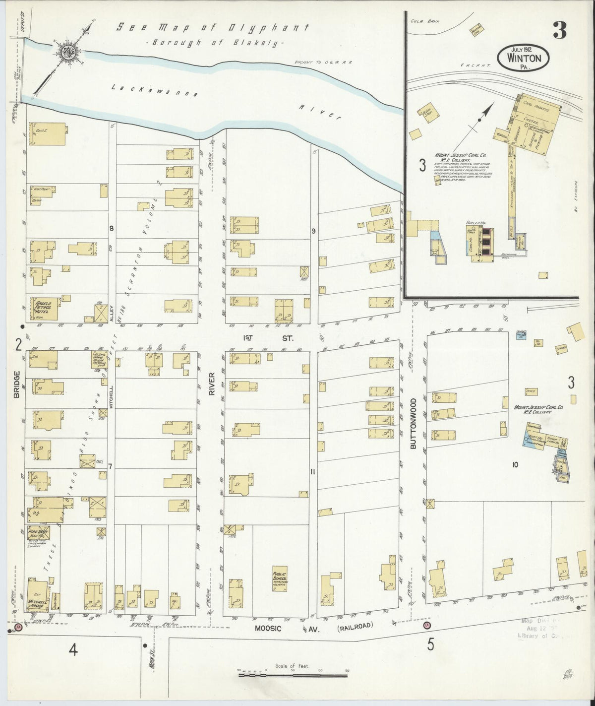 Sanborn Fire Insurance Map from Winton, Lackawanna County, Pennsylvania (1912), Sheet #0003 - Historic Sanborn Fire Insurance Map Print, vintage old map wall art, antique decor, genealogy gift, Pennsylvania Pennsylvania map