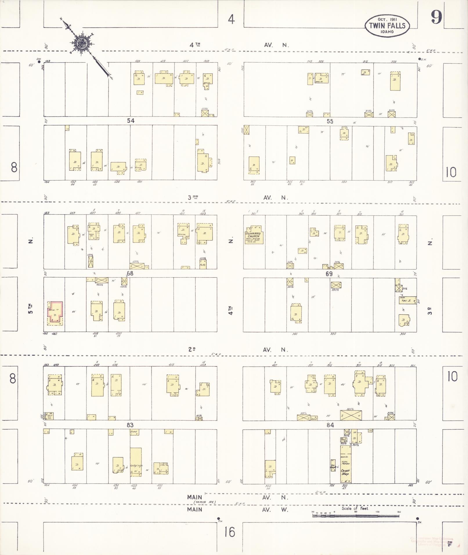 Sanborn Fire Insurance Map from Twin Falls, Twin Falls County, Idaho (1911), Sheet #0009 - Historic Sanborn Fire Insurance Map Print, vintage old map wall art, antique decor, genealogy gift, Falls Idaho map