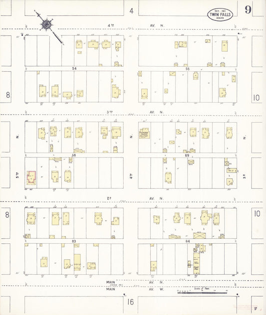 Sanborn Fire Insurance Map from Twin Falls, Twin Falls County, Idaho (1911), Sheet #0009 - Historic Sanborn Fire Insurance Map Print, vintage old map wall art, antique decor, genealogy gift, Falls Idaho map