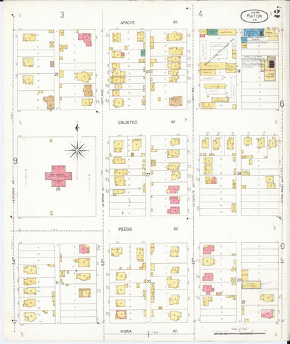 Sanborn Fire Insurance Map from Raton, Colfax County, New Mexico (1906), Sheet #0002 - Complete Map Set gallery image, historic Sanborn map, vintage wall art, New Mexico New Mexico