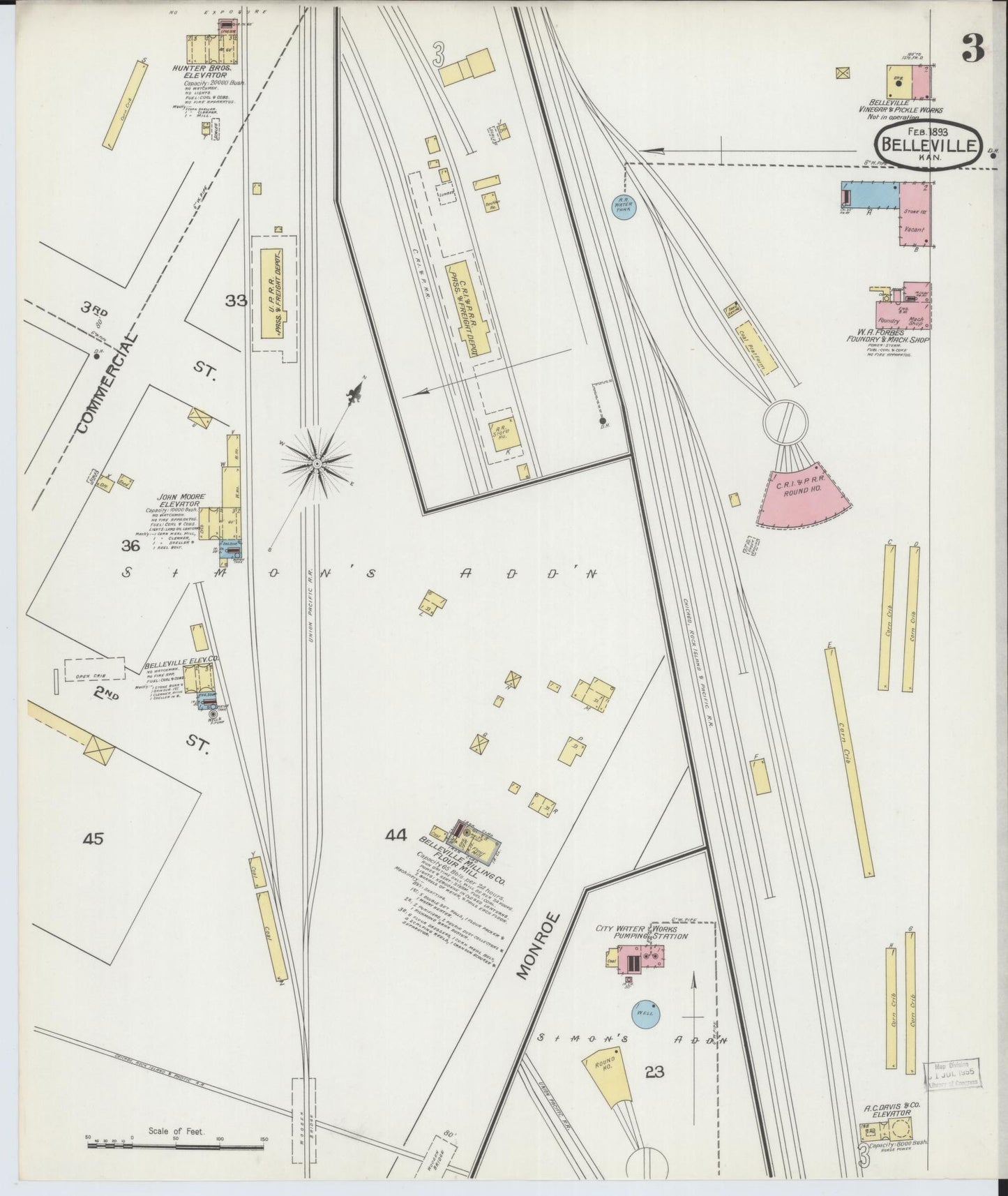 Sanborn Fire Insurance Map from Belleville, Republic County, Kansas (1893), Sheet #0003 - Complete Map Set gallery image, historic Sanborn map, vintage wall art, Kansas Kansas