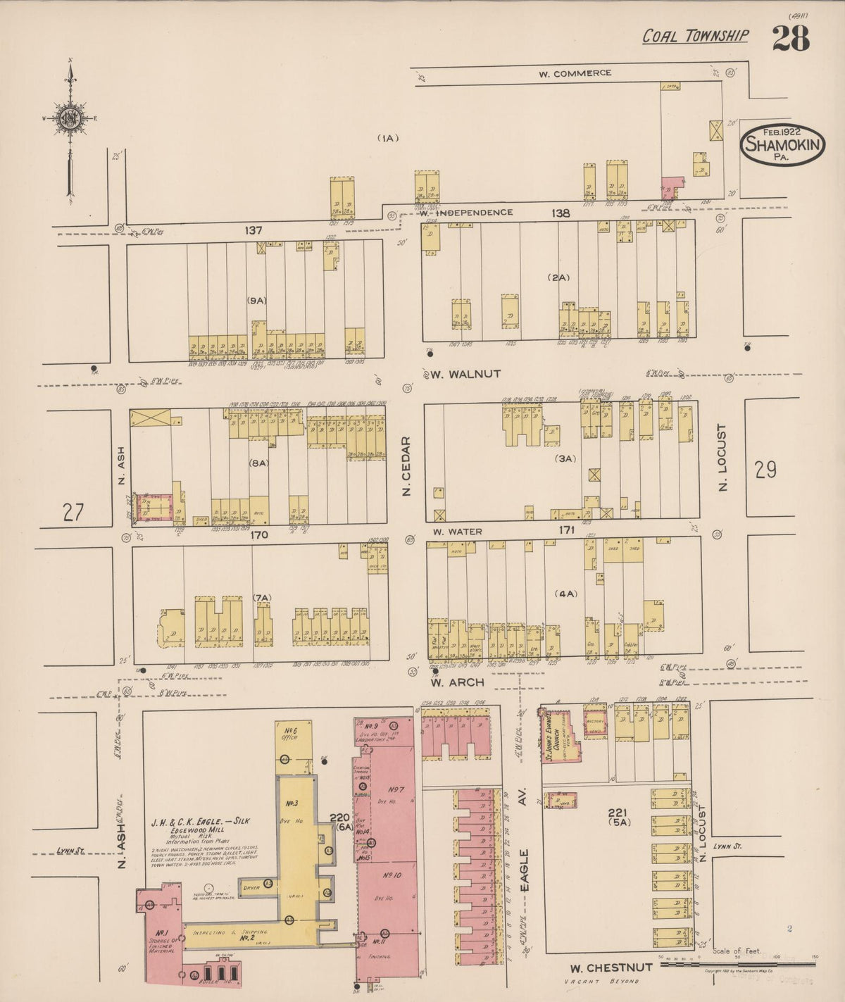 Sanborn Fire Insurance Map from Shamokin, Northumberland County, Pennsylvania (1922), Sheet #0028 - Historic Sanborn Fire Insurance Map Print, vintage old map wall art, antique decor, genealogy gift, Pennsylvania Pennsylvania map