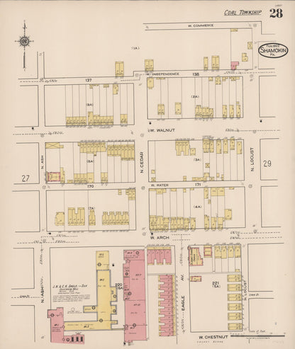 Sanborn Fire Insurance Map from Shamokin, Northumberland County, Pennsylvania (1922), Sheet #0028 - Historic Sanborn Fire Insurance Map Print, vintage old map wall art, antique decor, genealogy gift, Pennsylvania Pennsylvania map