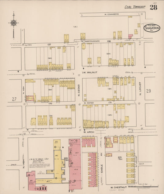 Sanborn Fire Insurance Map from Shamokin, Northumberland County, Pennsylvania (1922), Sheet #0028 - Historic Sanborn Fire Insurance Map Print, vintage old map wall art, antique decor, genealogy gift, Pennsylvania Pennsylvania map