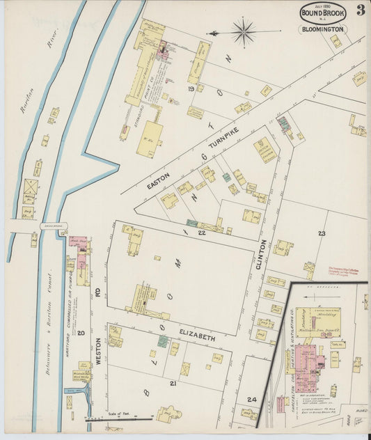 Sanborn Fire Insurance Map from Bound Brook, Somerset County, New Jersey (1890), Sheet #0003 - Historic Sanborn Fire Insurance Map Print, vintage old map wall art, antique decor, genealogy gift, New Jersey New Jersey map