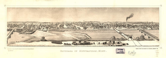 Panorama of Minneapolis, Minn. (1873) – Historic Bird’s-Eye View Panorama Print