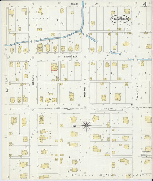 Sanborn Fire Insurance Map from Eldorado Springs, Cedar County, Missouri (1906), Sheet #0004 - Historic Sanborn Fire Insurance Map Print, vintage old map wall art, antique decor, genealogy gift, Missouri Missouri map