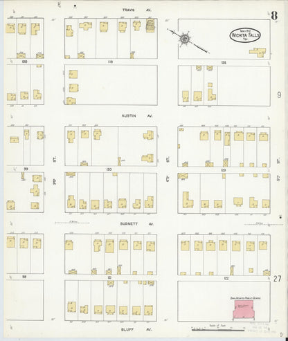 Sanborn Fire Insurance Map from Wichita Falls, Wichita County, Texas (1912), Sheet #0008 - Complete Map Set gallery image, historic Sanborn map, vintage wall art, Texas Texas
