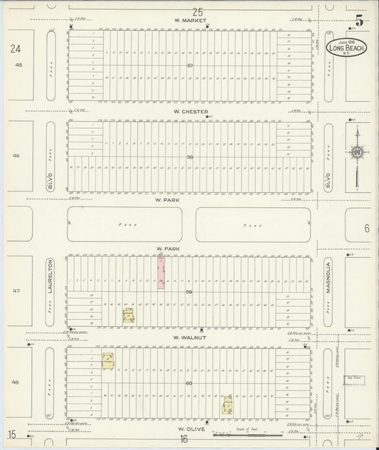 Sanborn Fire Insurance Map from Long Beach, Nassau County, New York (1914), Sheet #0005 - Historic Sanborn Fire Insurance Map Print, vintage old map wall art, antique decor, genealogy gift, New York New York map