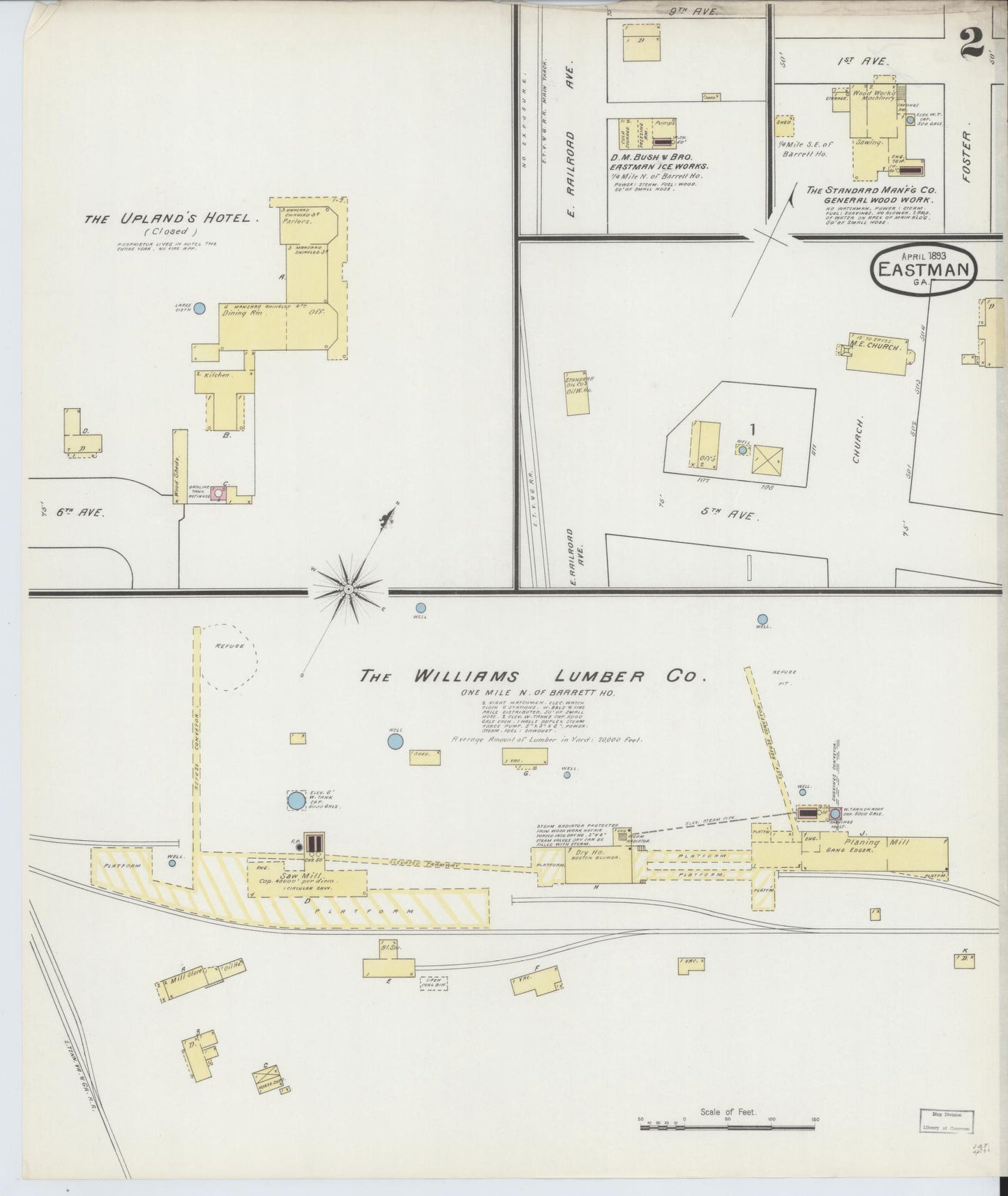 Sanborn Fire Insurance Map from Eastman, Dodge County, Georgia (1893), Sheet #0002 - Complete Map Set gallery image, historic Sanborn map, vintage wall art, Georgia Georgia