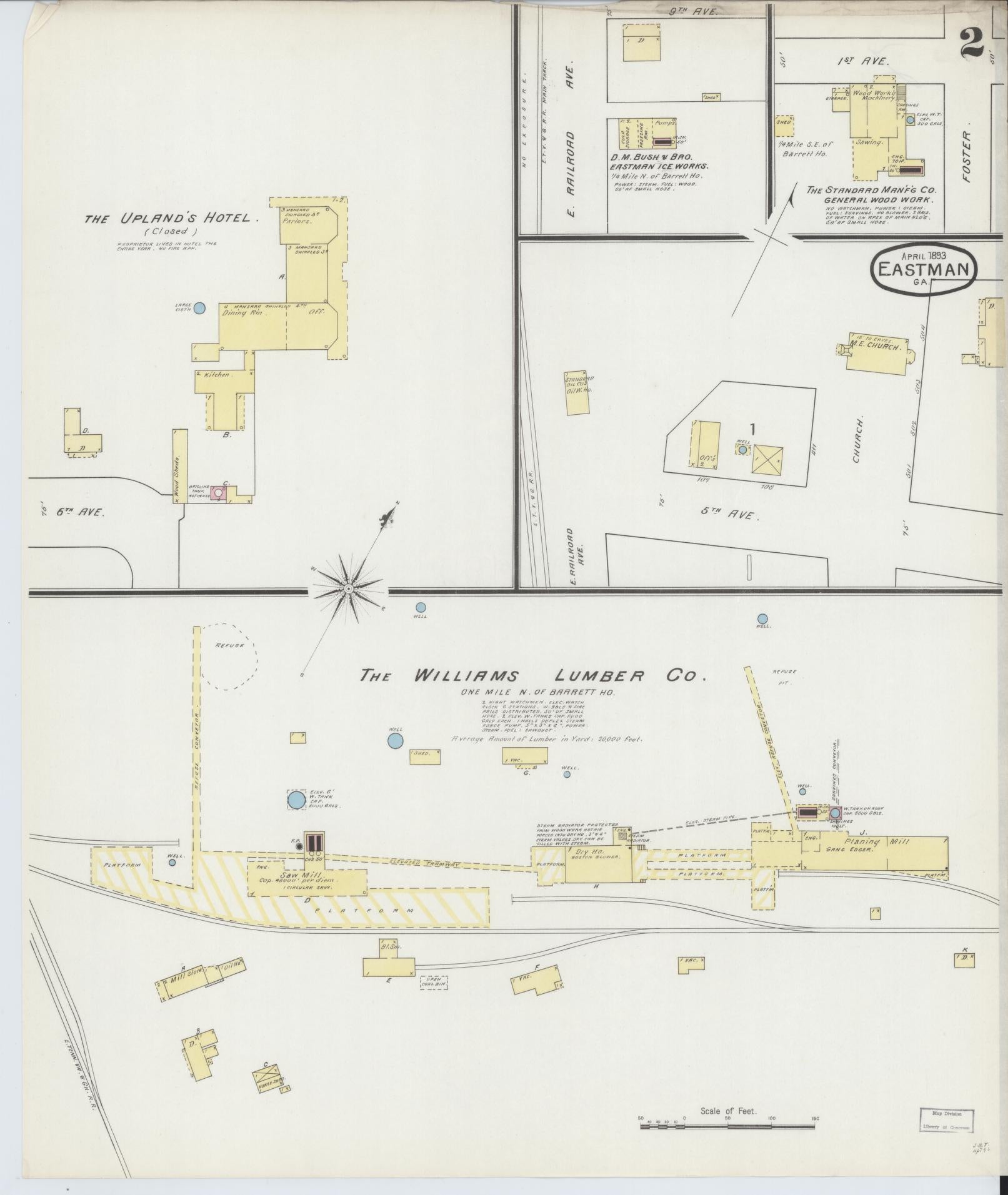 Sanborn Fire Insurance Map from Eastman, Dodge County, Georgia (1893), Sheet #0002 - Complete Map Set gallery image, historic Sanborn map, vintage wall art, Georgia Georgia