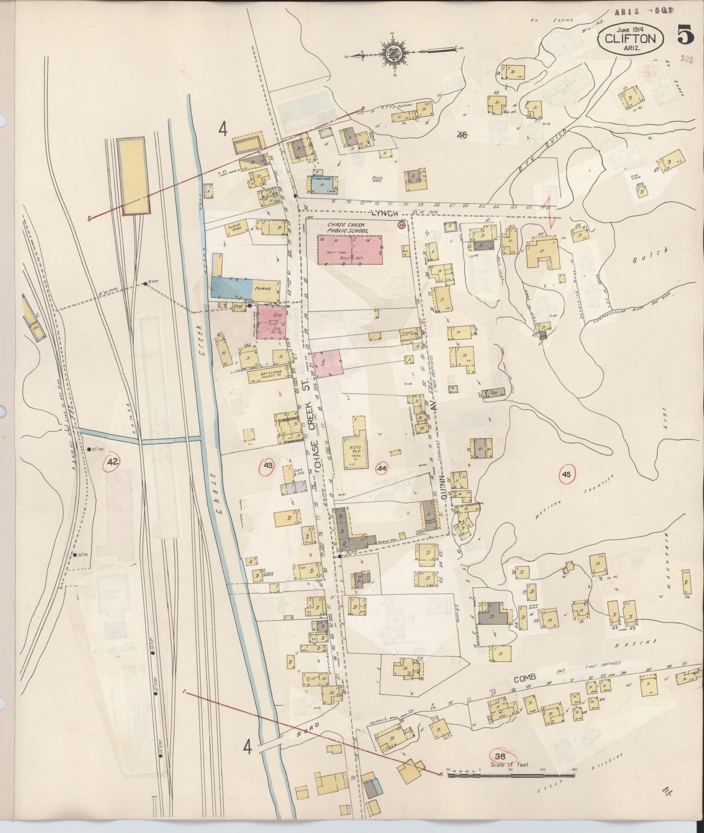 Sanborn Fire Insurance Map from Clifton, Greenlee County, Arizona (1948), Sheet #0005 - Historic Sanborn Fire Insurance Map Print, vintage old map wall art, antique decor, genealogy gift, Arizona Arizona map