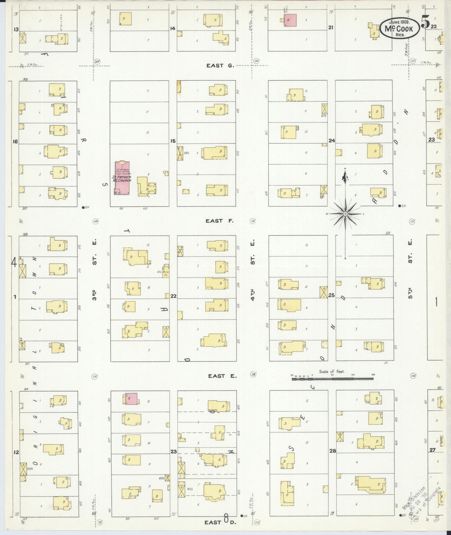 Sanborn Fire Insurance Map from Mccook, Red Willow County, Nebraska (1909), Sheet #0005 - Historic Sanborn Fire Insurance Map Print, vintage old map wall art, antique decor, genealogy gift, Nebraska Nebraska map