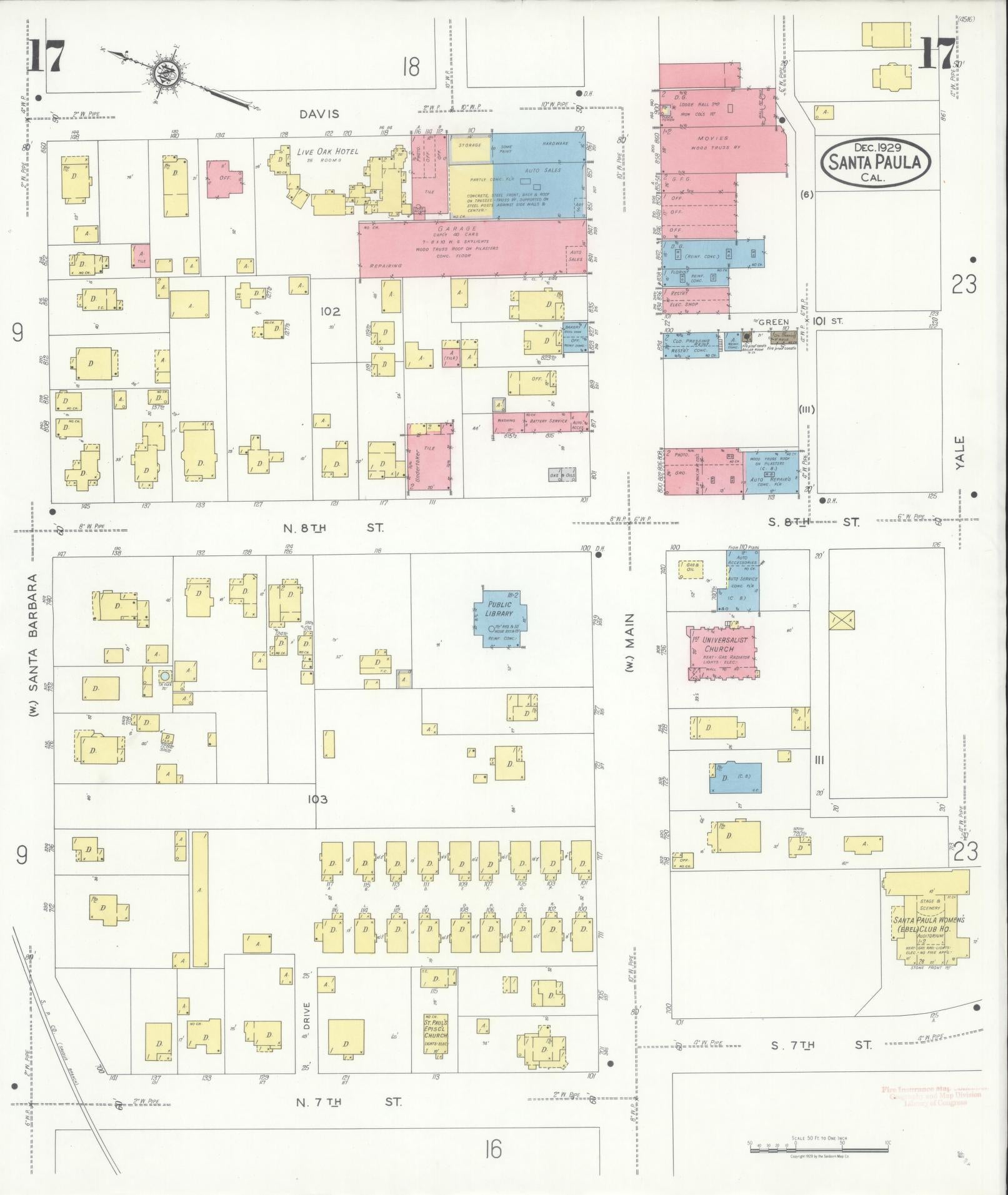 Sanborn Fire Insurance Map from Santa Paula, Ventura County, California (1929), Sheet #0017 - Complete Map Set gallery image, historic Sanborn map, vintage wall art, California California