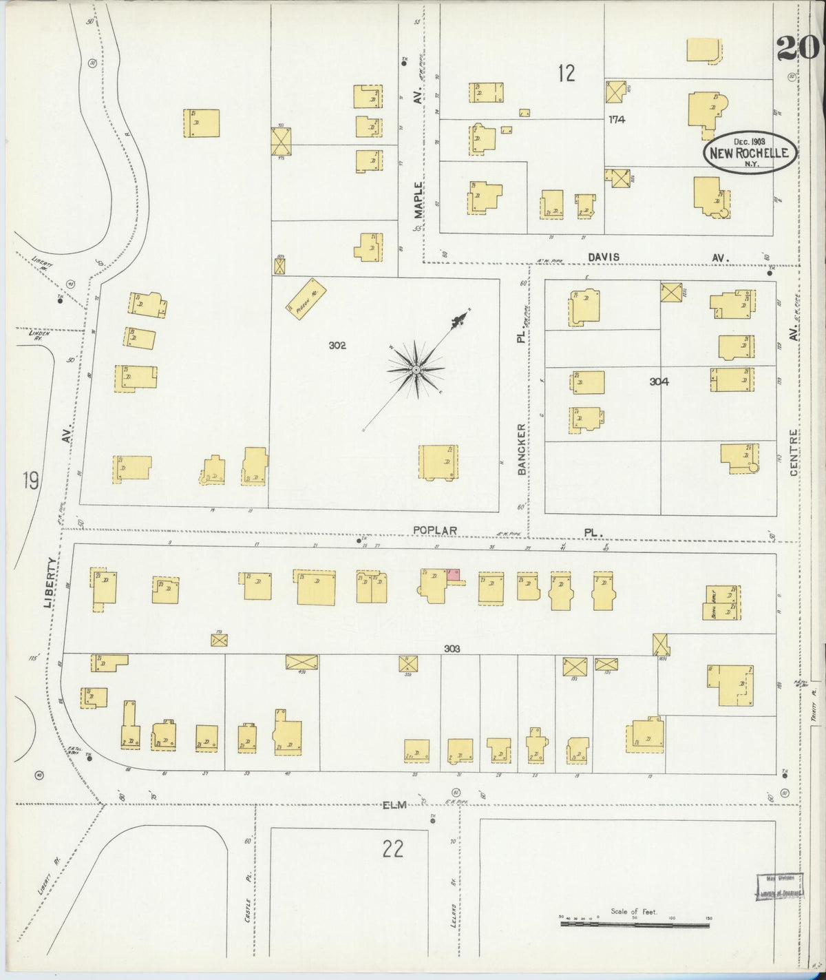 Sanborn Fire Insurance Map from New Rochelle, Westchester County, New York (1903), Sheet #0020 - Complete Map Set gallery image, historic Sanborn map, vintage wall art, New York New York