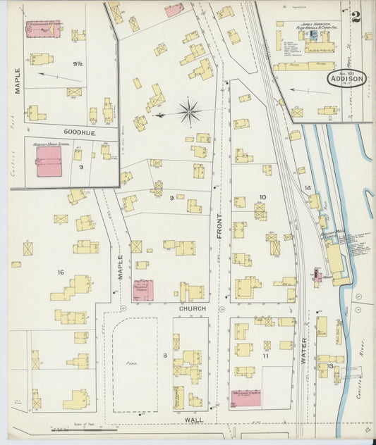 Sanborn Fire Insurance Map from Addison, Steuben County, New York (1893), Sheet #0002 - Historic Sanborn Fire Insurance Map Print, vintage old map wall art, antique decor, genealogy gift, New York New York map
