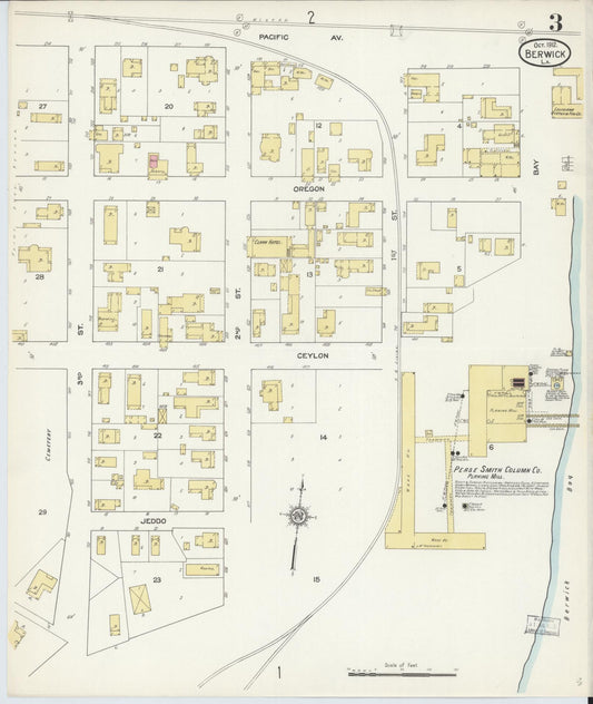 Sanborn Fire Insurance Map from Berwick, Saint Mary Parish, Louisiana (1912), Sheet #0003 - Historic Sanborn Fire Insurance Map Print, vintage old map wall art, antique decor, genealogy gift, Louisiana Louisiana map