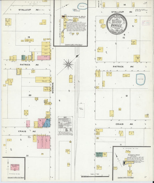 Sanborn Fire Insurance Map from Braggs, Muskogee County, Oklahoma. (1909) – Historic Sanborn Fire Insurance Map Print