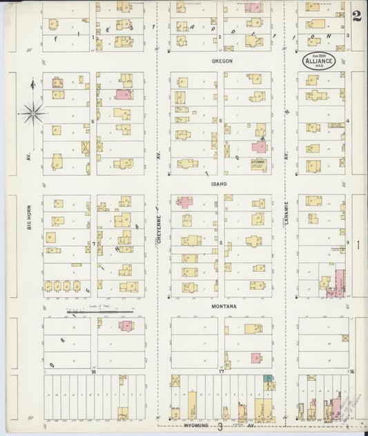 Sanborn Fire Insurance Map from Alliance, Box Butte County, Nebraska (1899), Sheet #0002 - Historic Sanborn Fire Insurance Map Print, vintage old map wall art, antique decor, genealogy gift, Nebraska Nebraska map