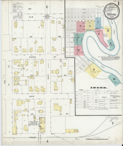 Sanborn Fire Insurance Map from Orange, Orange County, Texas (1896), Sheet #0001 - Complete Map Set gallery image, historic Sanborn map, vintage wall art, Texas Texas