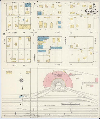 Sanborn Fire Insurance Map from North Platte, Lincoln County, Nebraska (1915), Sheet #0002 - Complete Map Set gallery image, historic Sanborn map, vintage wall art, Nebraska Nebraska