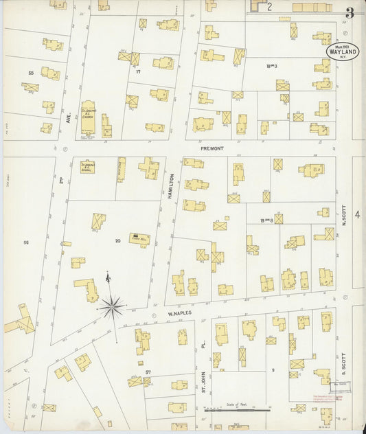 Sanborn Fire Insurance Map from Wayland, Steuben County, New York (1903), Sheet #0003 - Historic Sanborn Fire Insurance Map Print, vintage old map wall art, antique decor, genealogy gift, New York New York map