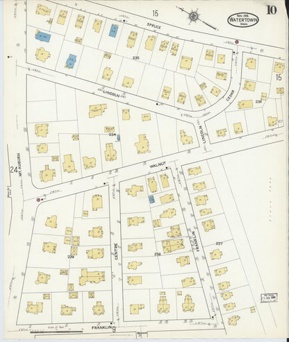 Sanborn Fire Insurance Map from Watertown, Middlesex County, Massachusetts (1916), Sheet #0010 - Complete Map Set gallery image, historic Sanborn map, vintage wall art, Massachusetts Massachusetts