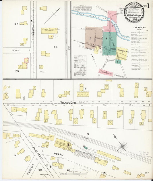 Sanborn Fire Insurance Map from West Randolph, Orange County, Vermont (1892), Sheet #0001 - Complete Map Set gallery image, historic Sanborn map, vintage wall art, Vermont Vermont