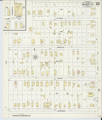 Sanborn Fire Insurance Map from Marquette, Marquette County, Michigan (1897), Sheet #0013 - Historic Sanborn Fire Insurance Map Print, vintage old map wall art, antique decor, genealogy gift, Michigan Michigan map