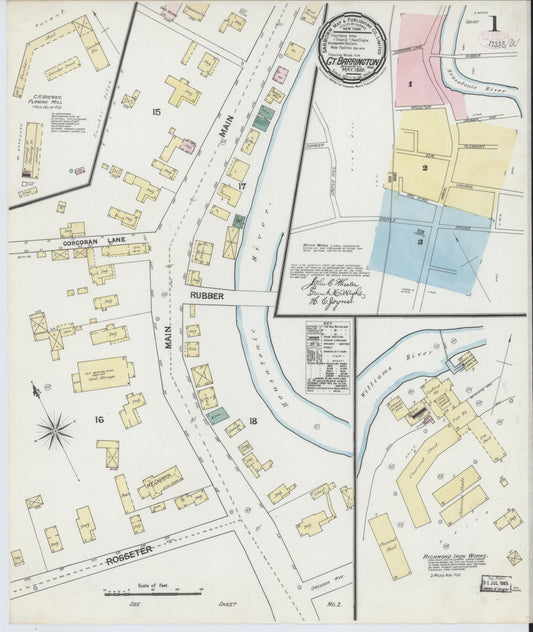 Sanborn Fire Insurance Map from Great Barrington, Berkshire County, Massachusetts (1889), Sheet #0001 - Historic Sanborn Fire Insurance Map Print, vintage old map wall art, antique decor, genealogy gift, Massachusetts Massachusetts map