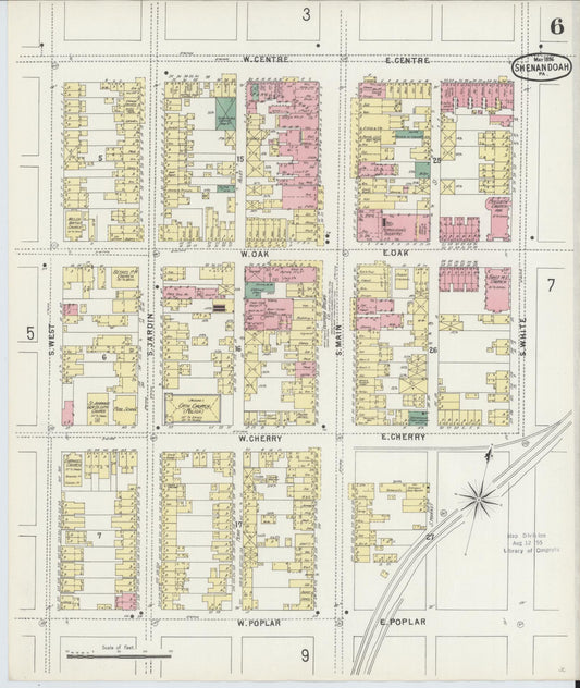 Sanborn Fire Insurance Map from Shenandoah, Schuylkill County, Pennsylvania (1896), Sheet #0006 - Historic Sanborn Fire Insurance Map Print, vintage old map wall art, antique decor, genealogy gift, Pennsylvania Pennsylvania map