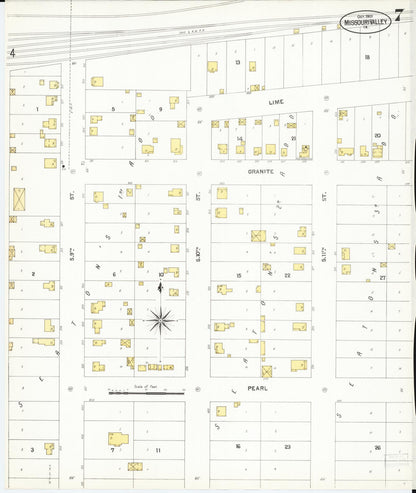 Sanborn Fire Insurance Map from Missouri Valley, Harrison County, Iowa (1901), Sheet #0007 - Historic Sanborn Fire Insurance Map Print, vintage old map wall art, antique decor, genealogy gift, Missouri Missouri map